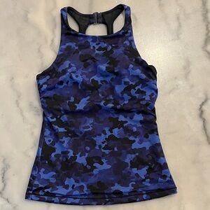 Athleta Blue and Black Camo Tank Top